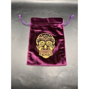 Cards Bag Pouch Purple Velvet Gold Sugar Skull 5 X 7 Draw string